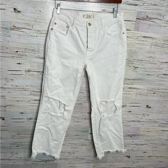 We the free people white size 26 cropped distressed jeans - Picture 1 of 8
